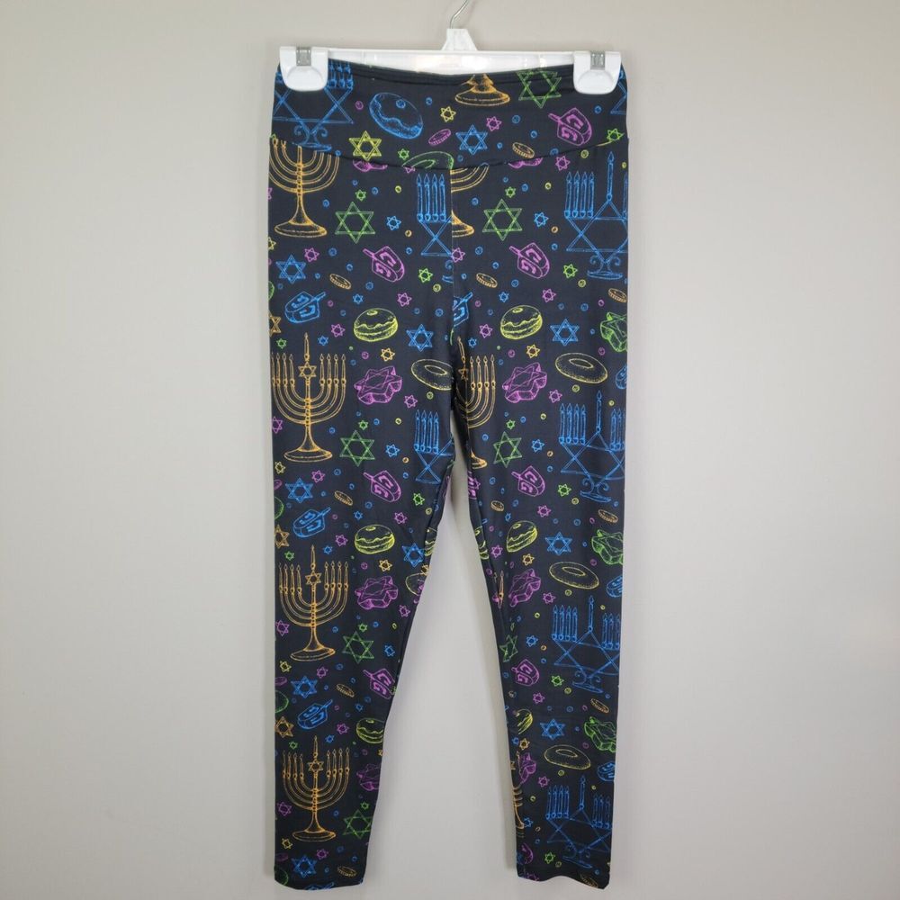 Dren Designs Hanukkah Polyester Spandex Ankle Leggings‎ Tall And Curvy